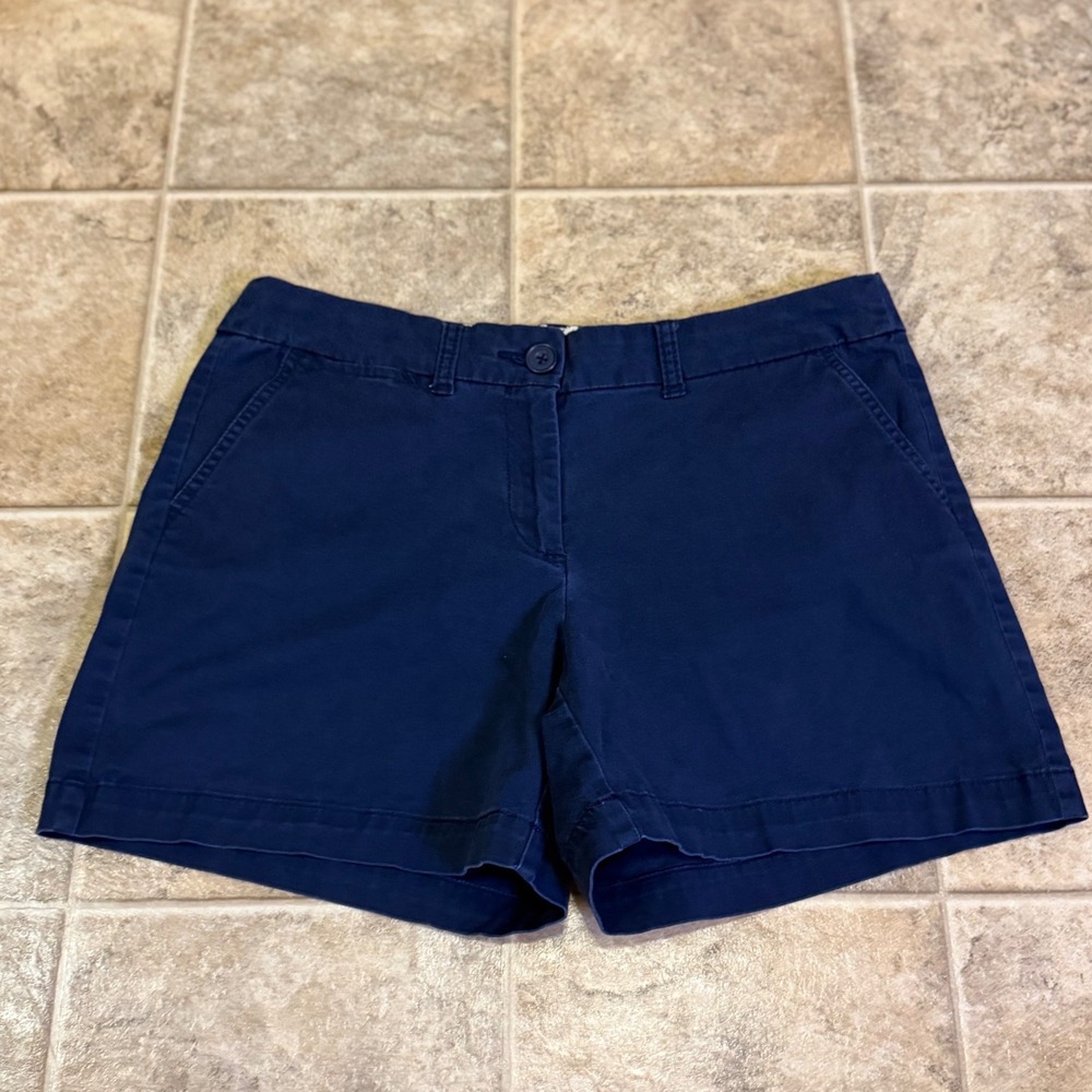 Crown & Ivy Navy Blue Chino Shorts Womens Size 8 Stretch Cotton Twill Mid Rise